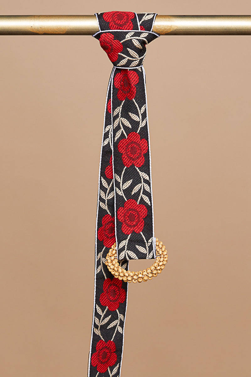 Floral Belt-red and black