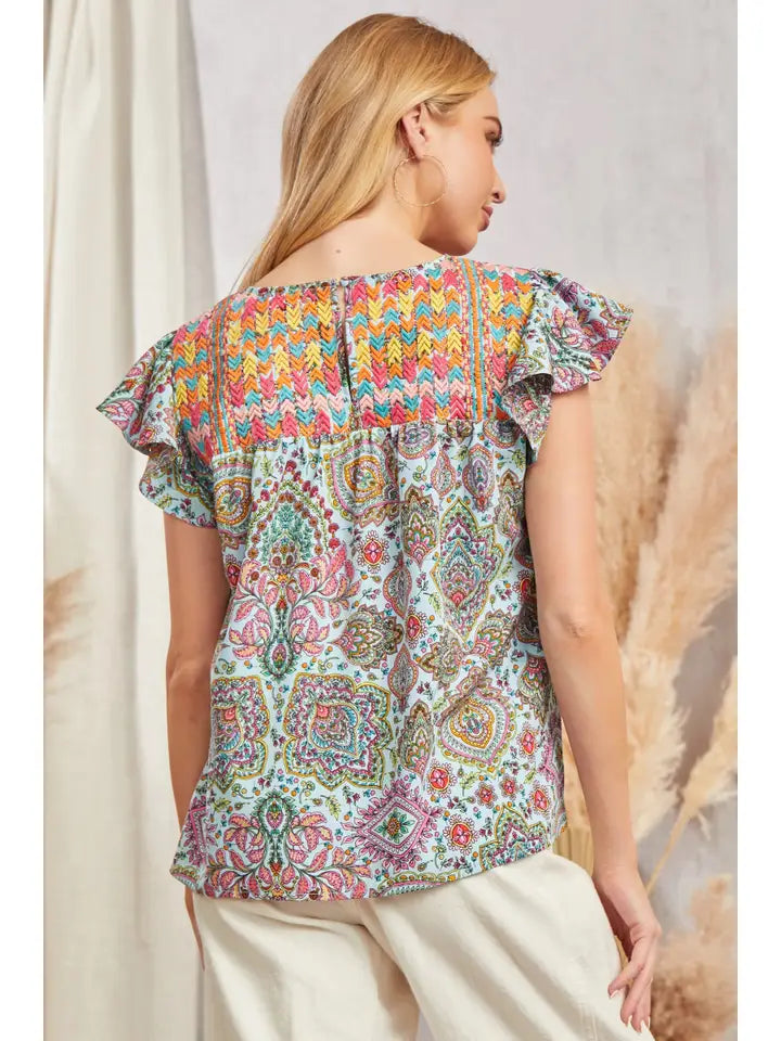 Savanna Jane Paisley Floral Print Top