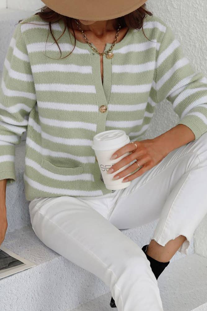 Sage Striped Cardigan