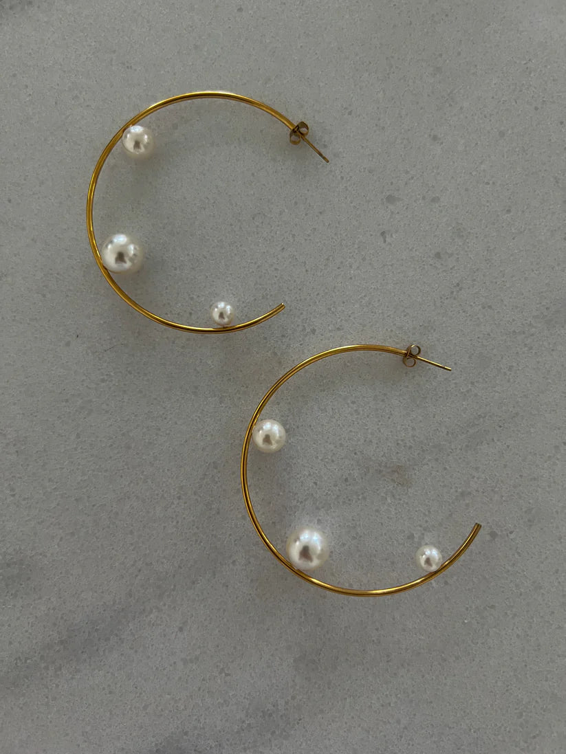 Large Pearl Hoops