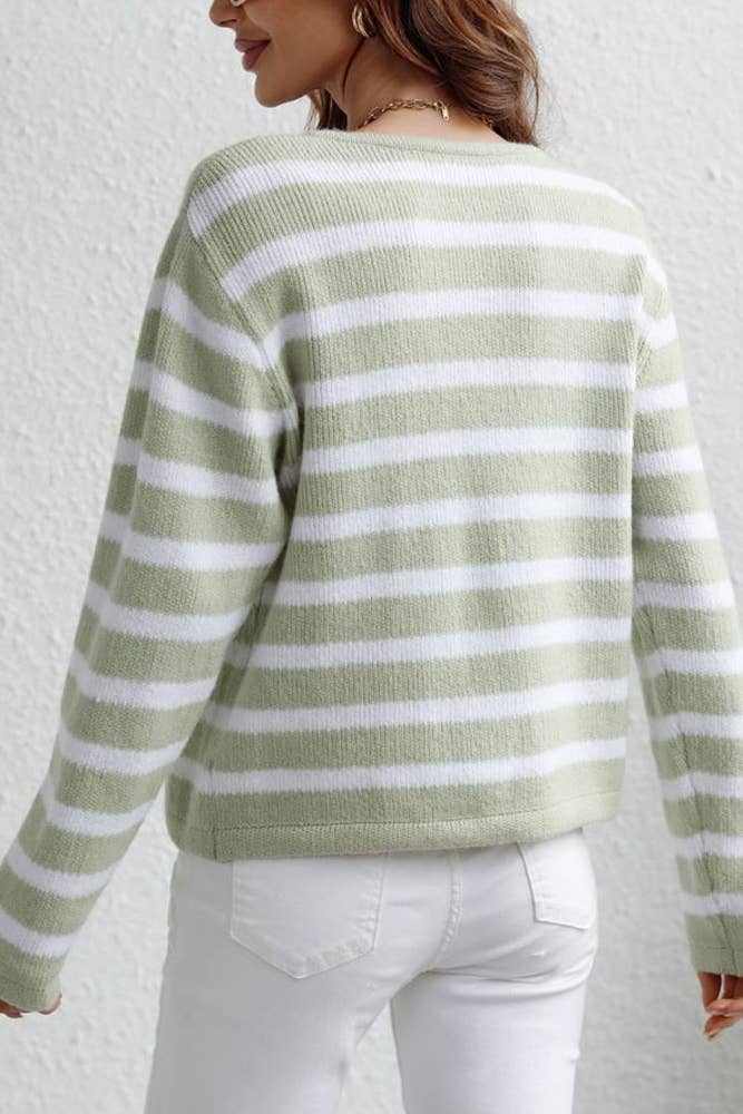 Sage Striped Cardigan