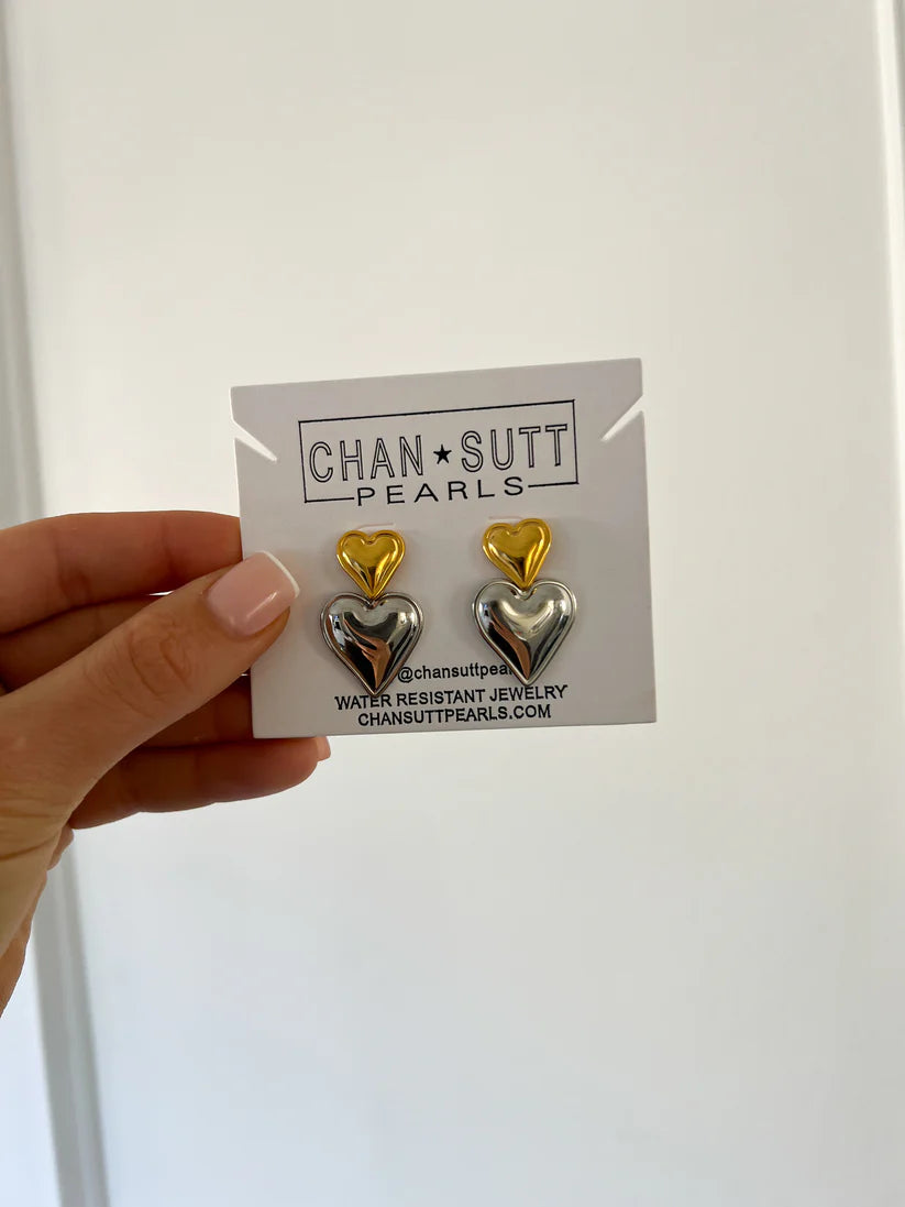 Chansuttpearls  Mixed Heart Earrings