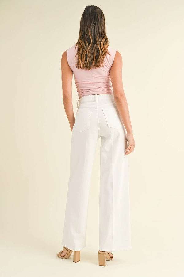 JBD White Palazzo Wide Leg Jean