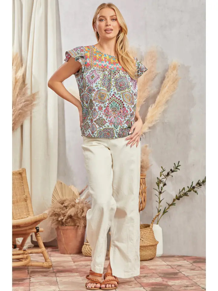 Savanna Jane Paisley Floral Print Top