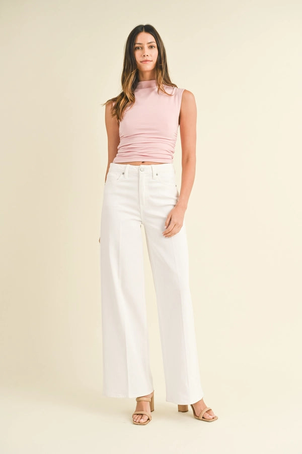 JBD White Palazzo Wide Leg Jean