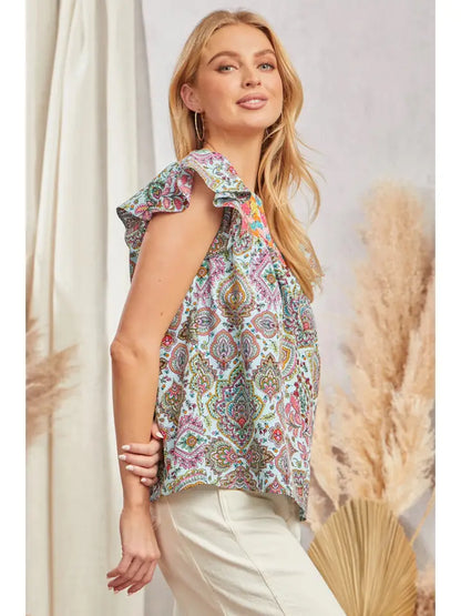 Savanna Jane Paisley Floral Print Top