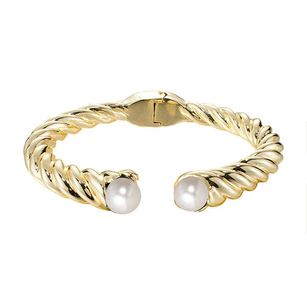 Pearl Hinged Crossover Bangle