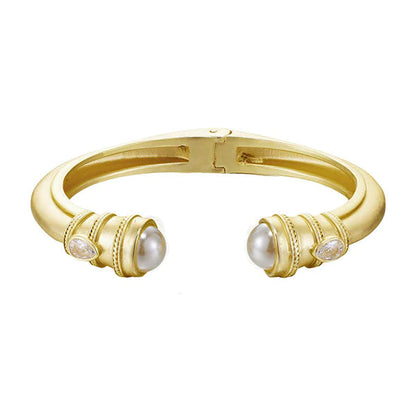 Matte Gold Pearl Hinged Bangle