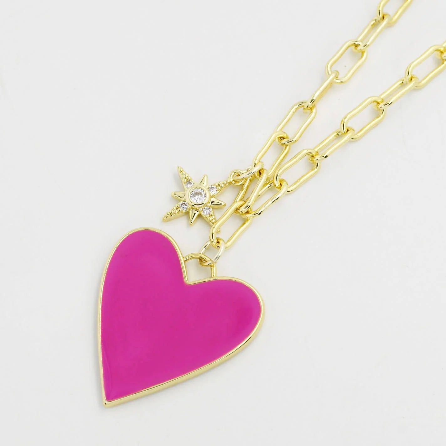 Enamel Heart/Star Necklace