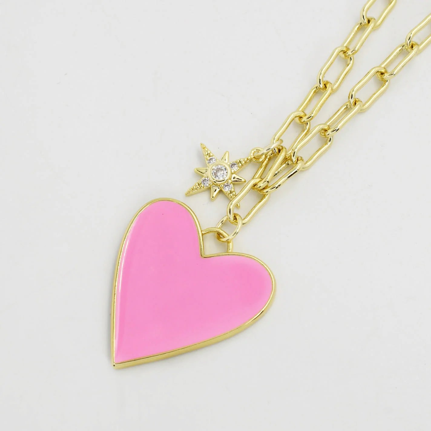 Enamel Heart/Star Necklace