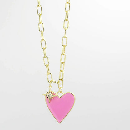 Enamel Heart/Star Necklace