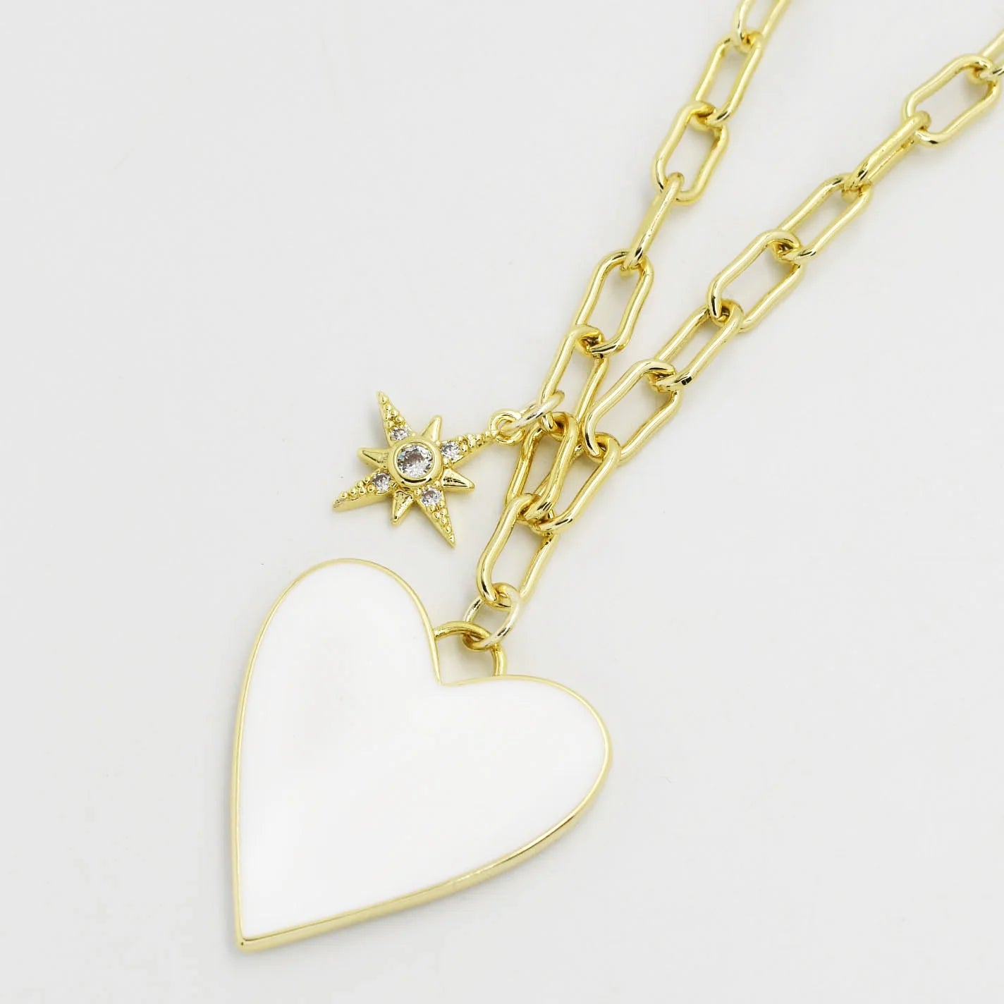 Enamel Heart/Star Necklace