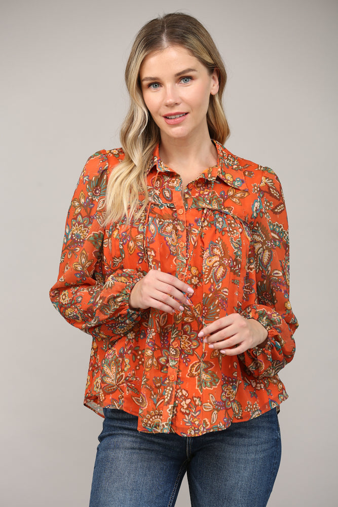 Fall Floral Blouse