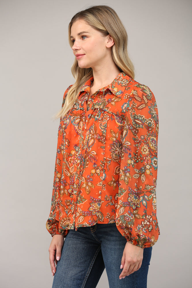 Fall Floral Blouse