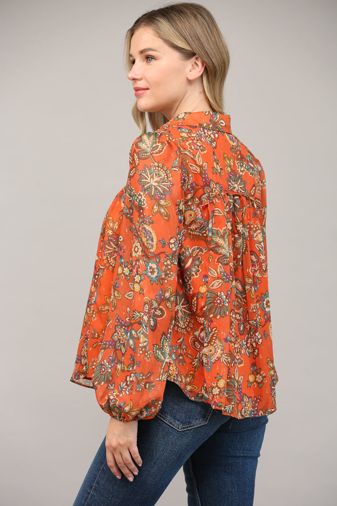 Fall Floral Blouse