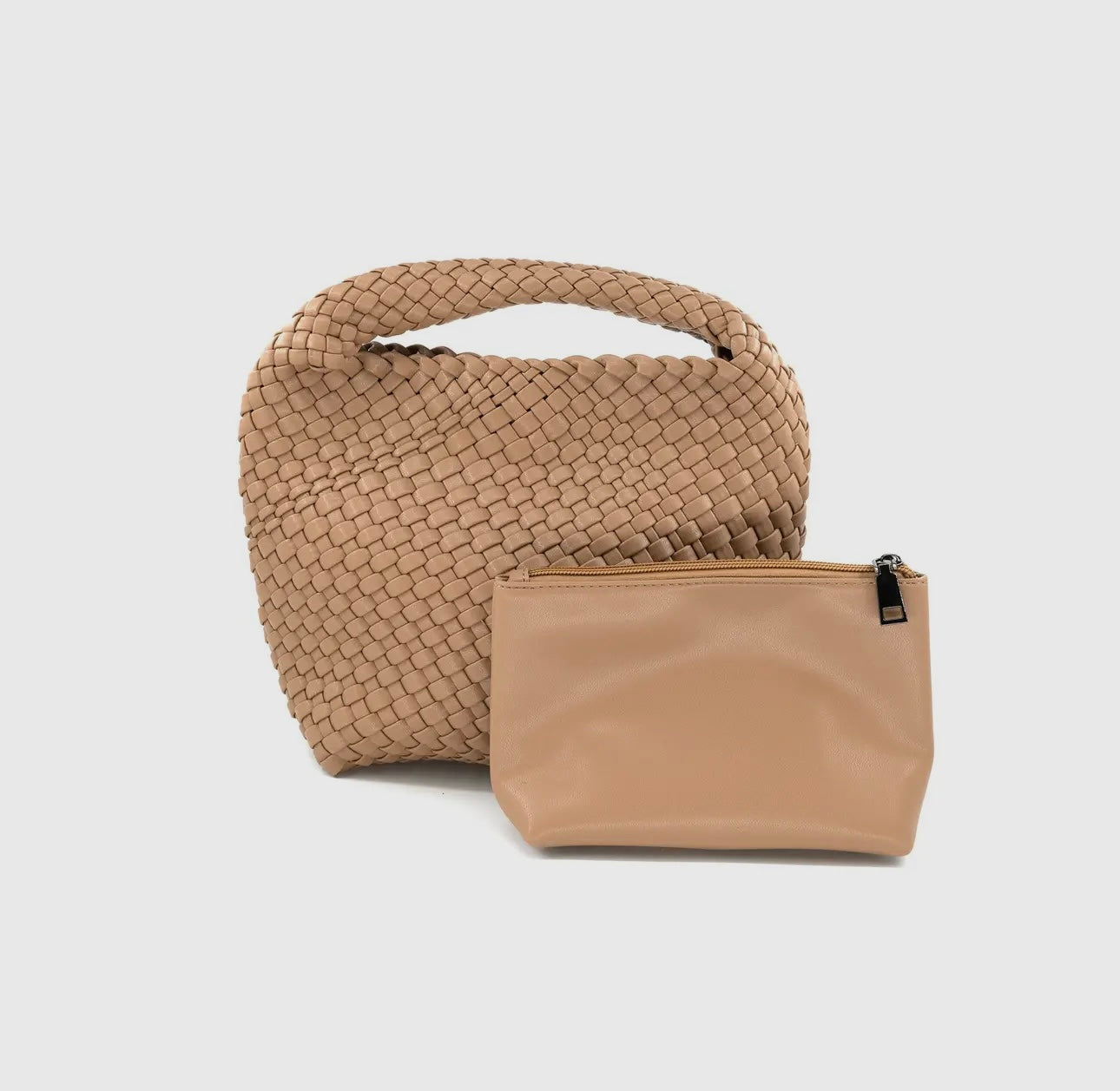 Mini Woven Handbag with Zipper Pouch