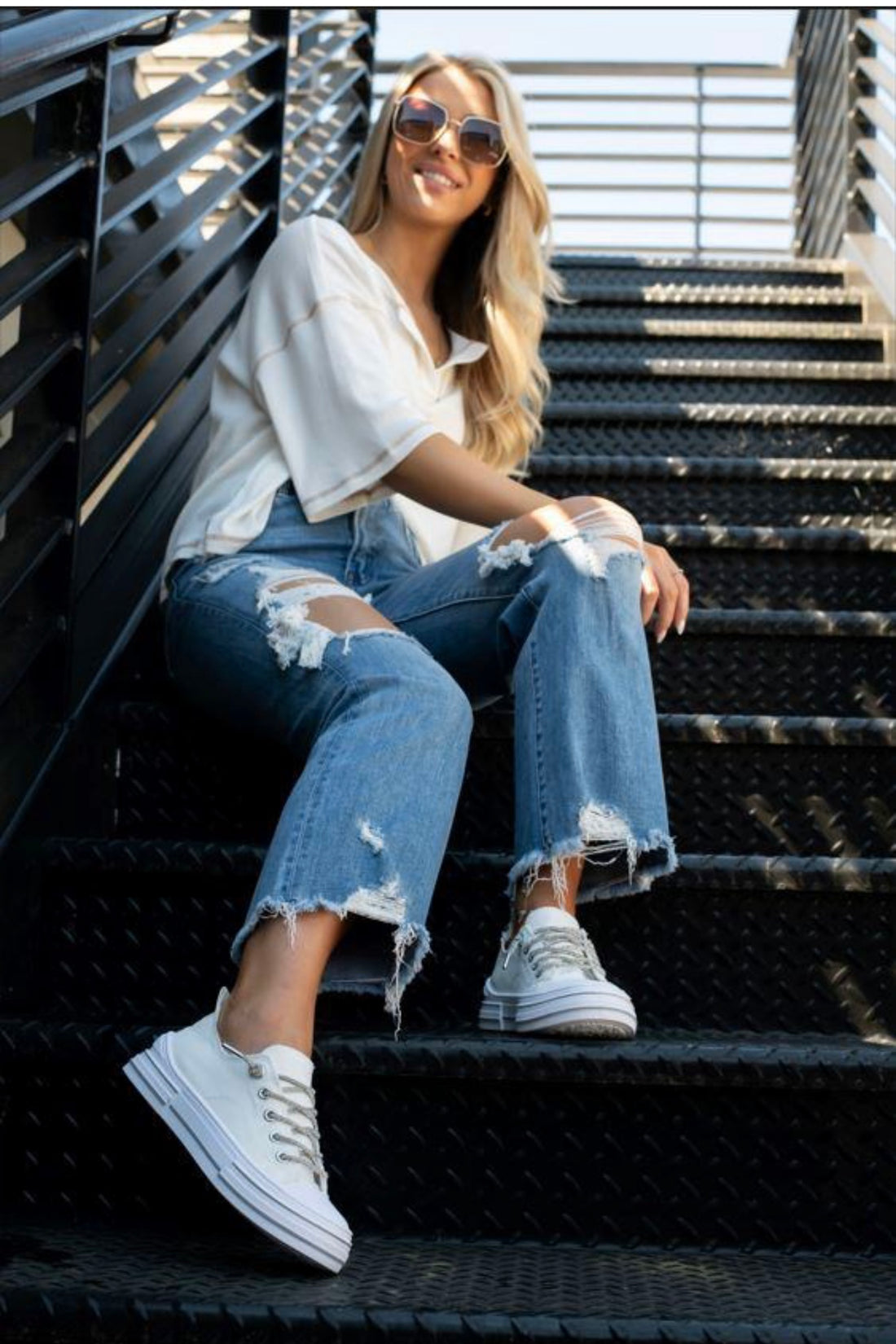 White Sneakers With Sparkle Laces