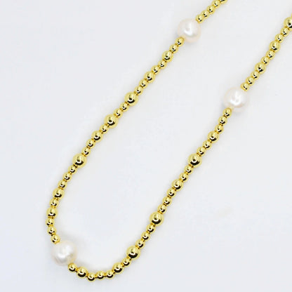 Gold With 3 Pearls Necklace