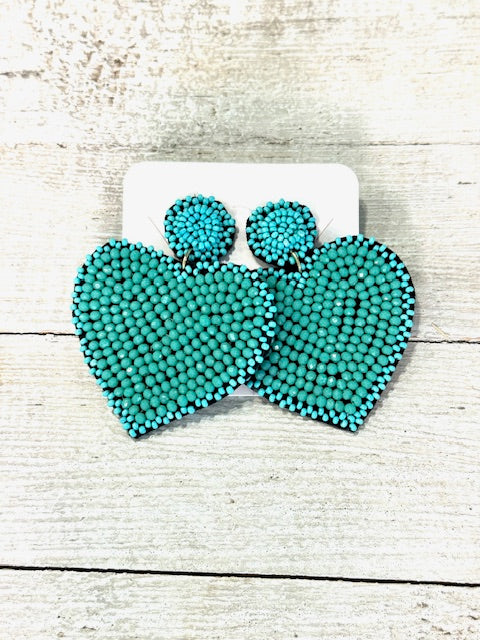 Large Turquoise Heart Earrings