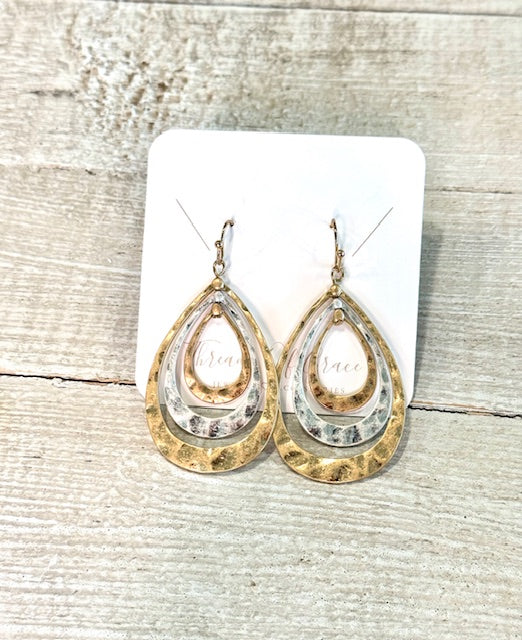 Silver and Gold Hammered Earrings