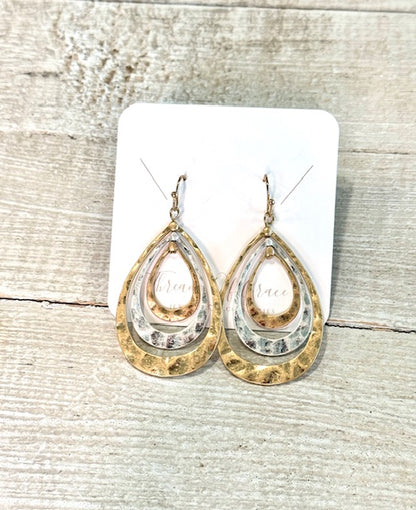 Silver and Gold Hammered Earrings