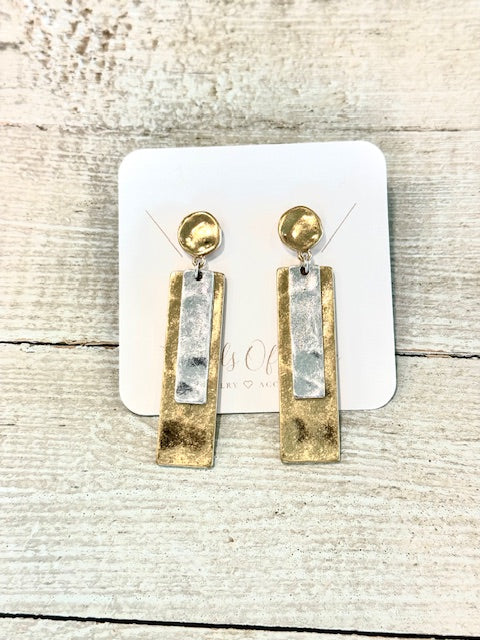 Gold and Silver Rectangle Earrings