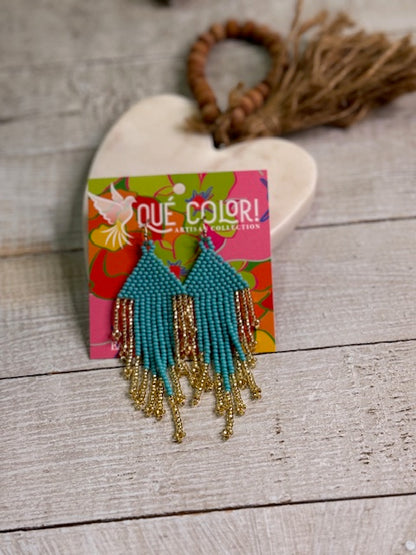 Que Color Turquoise and Gold Earrings