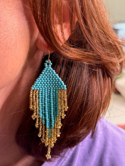 Que Color Turquoise and Gold Earrings