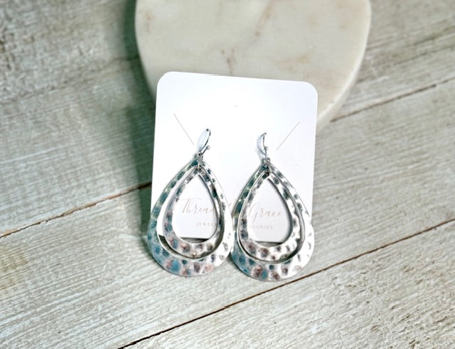 Silver and Gold Hammered Earrings