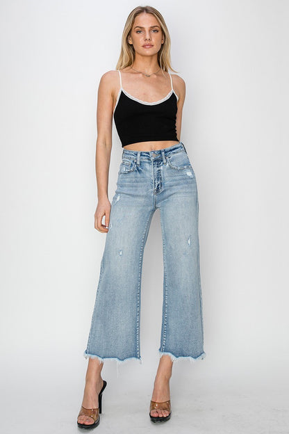 High Rise Crop Wide Flare Jean   Best Seller!