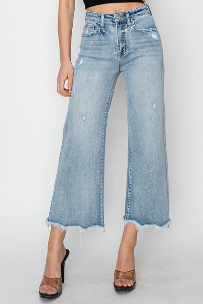 High Rise Crop Wide Flare Jean   Best Seller!