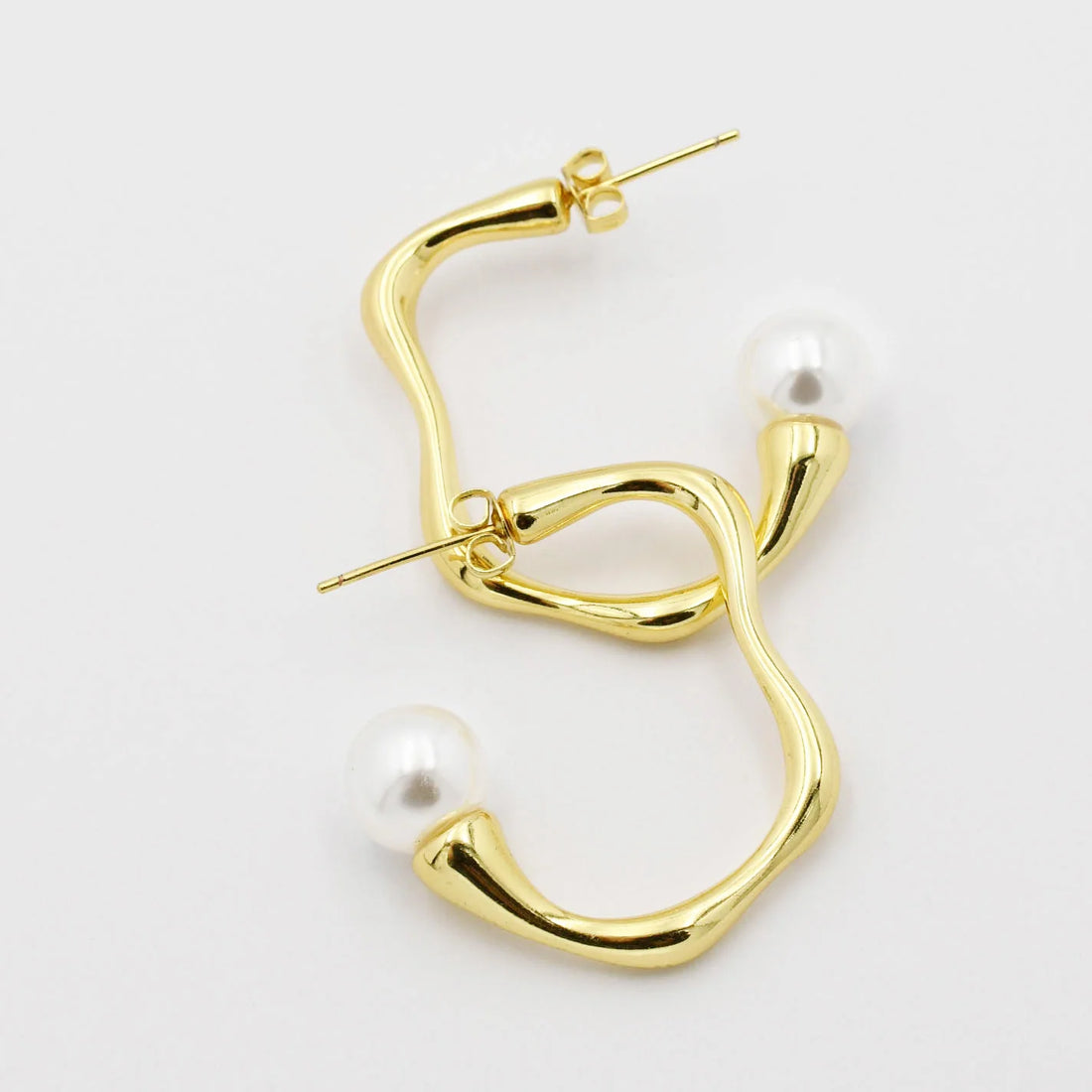 Uneven Pearl Hoop Gold