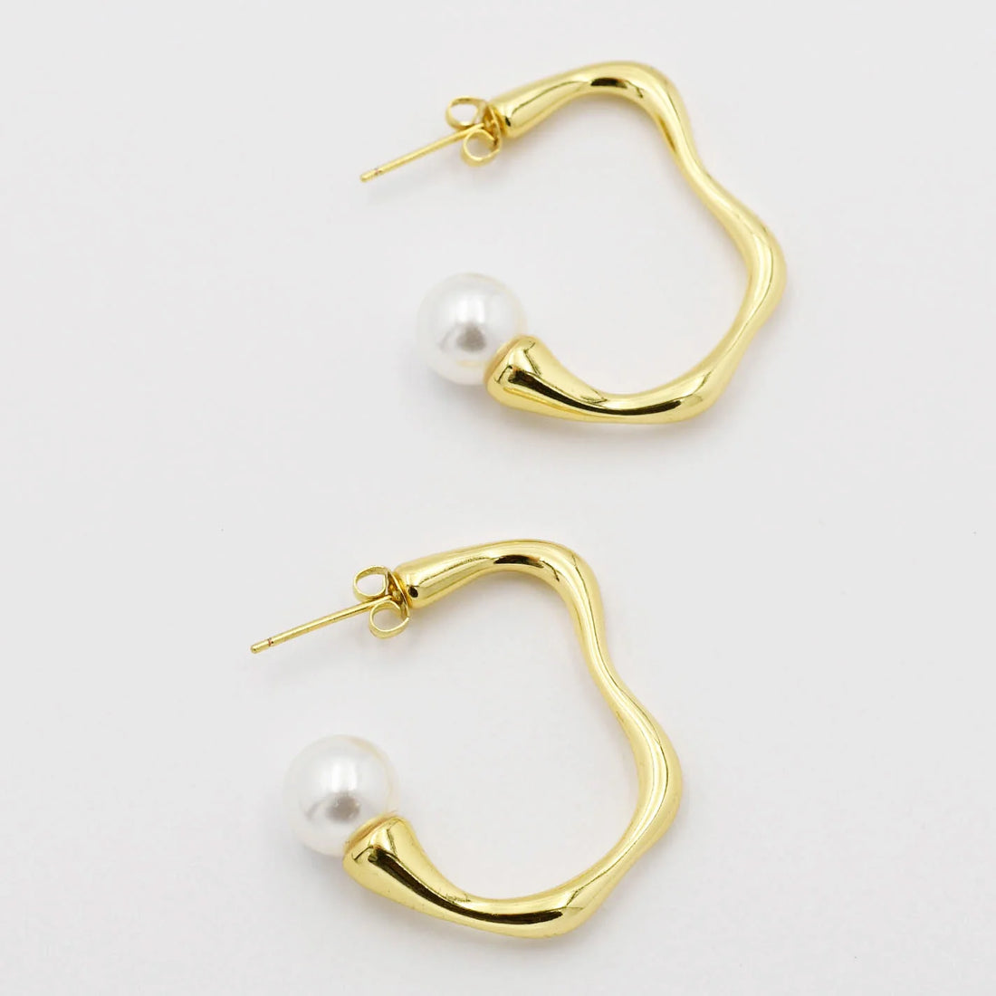 Uneven Pearl Hoop Gold