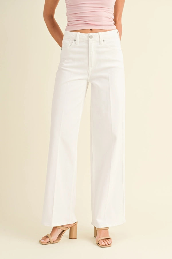 JBD White Palazzo Wide Leg Jean