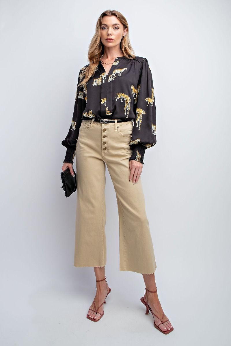 Bina Button Fly Wide Leg Pant