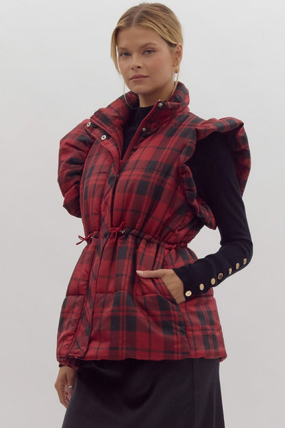 Playful Plaid Puffer Vest