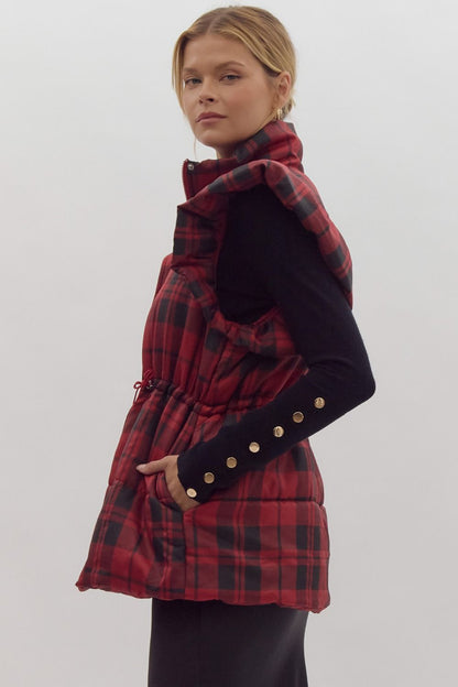 Playful Plaid Puffer Vest