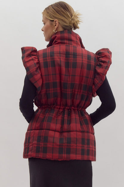 Playful Plaid Puffer Vest