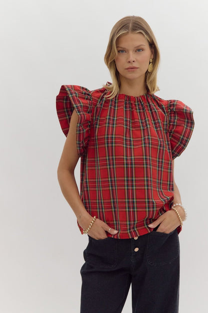 Holiday Plaid Top