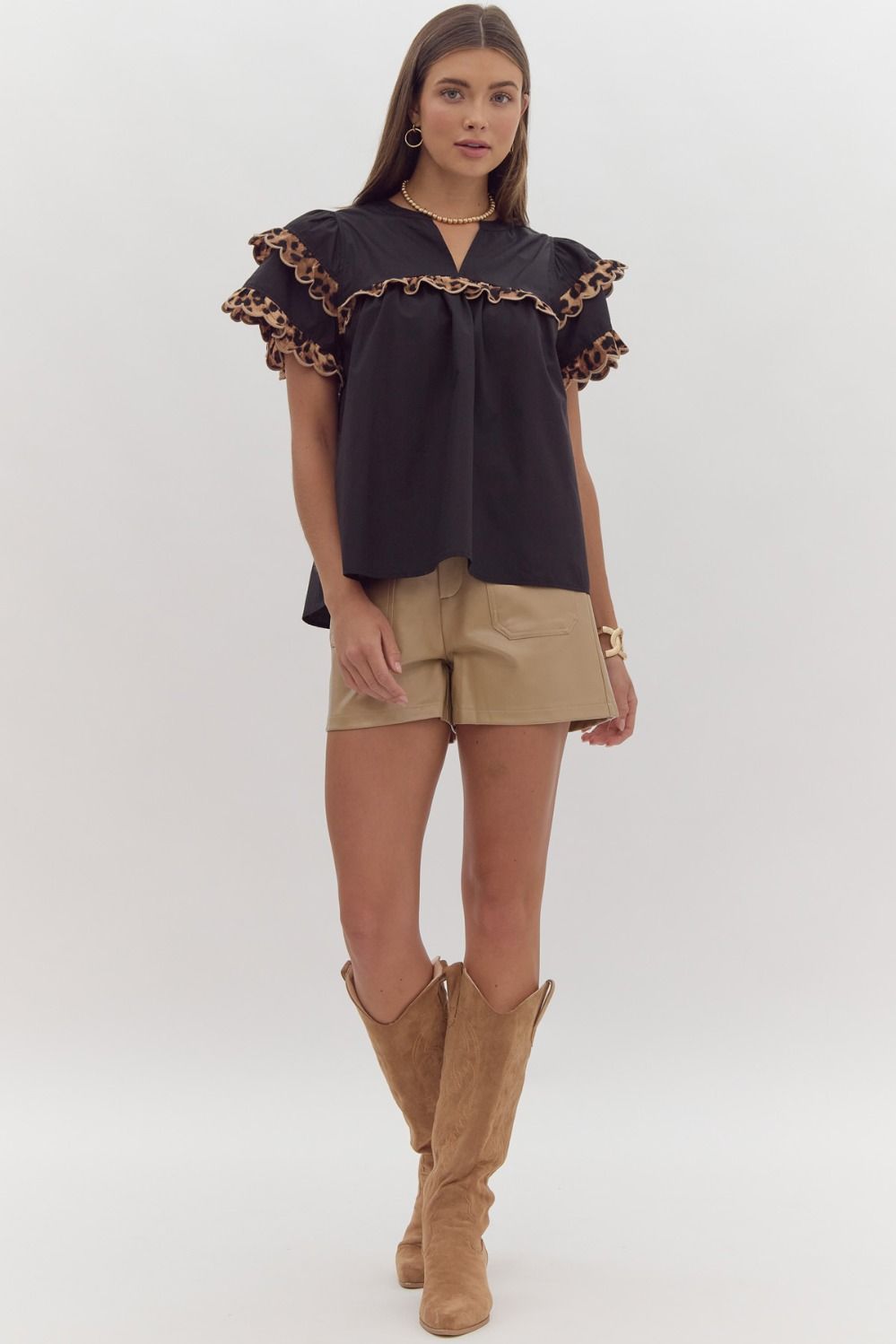 Chelsea Cheetah Trim Top