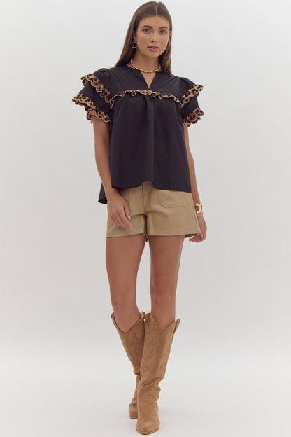 Chelsea Cheetah Trim Top