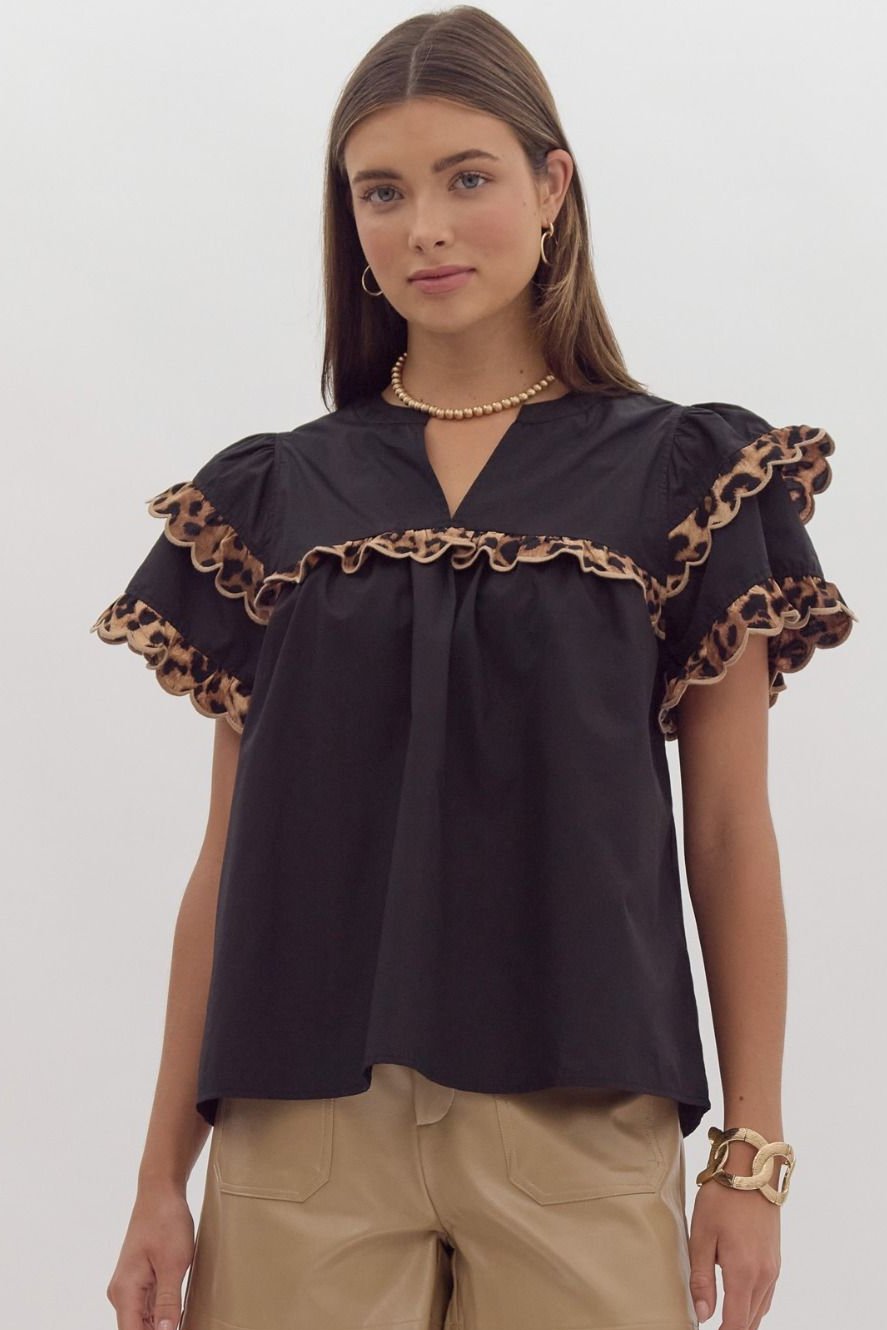 Chelsea Cheetah Trim Top