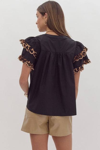 Chelsea Cheetah Trim Top