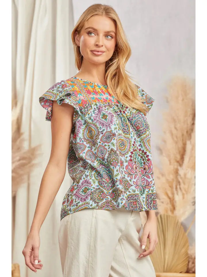 Savanna Jane Paisley Floral Print Top