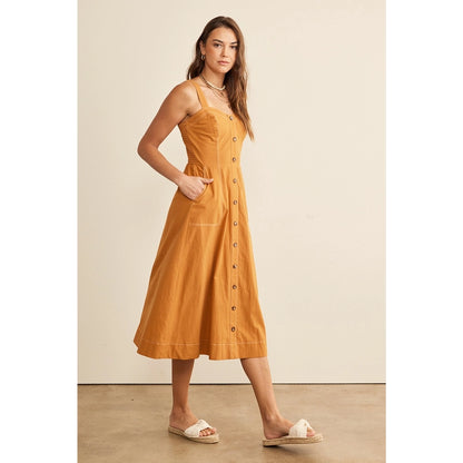 Bella Button Front Midi Dress