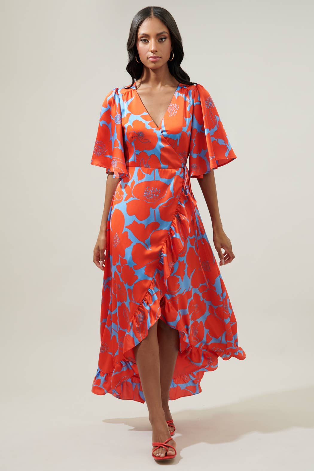 Poppy Floral Hi-Low Maxi Dress